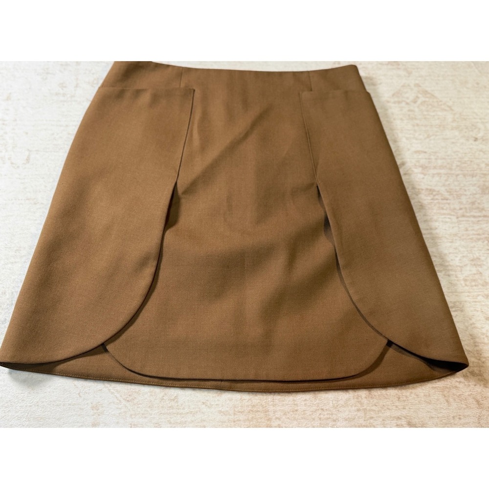 Tory Burch Brown Wool Blend Petal Scallop Hem Mini Skirt Size 0 32151304